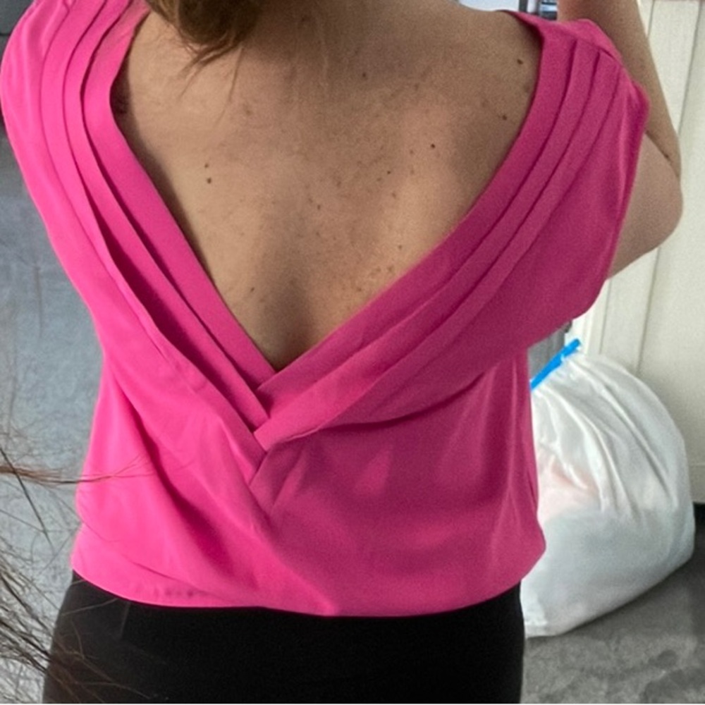 Vibrant Pink Low-Back Sleeveless Blouse